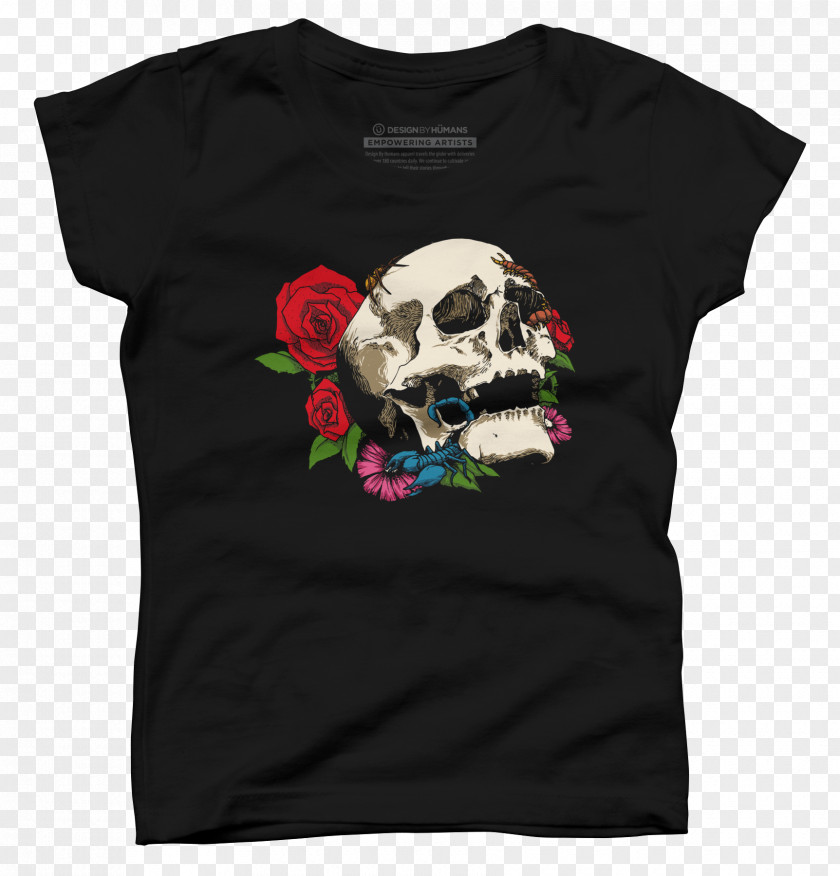 T-shirt Human Skull Symbolism Bed Of Roses Design By Humans PNG