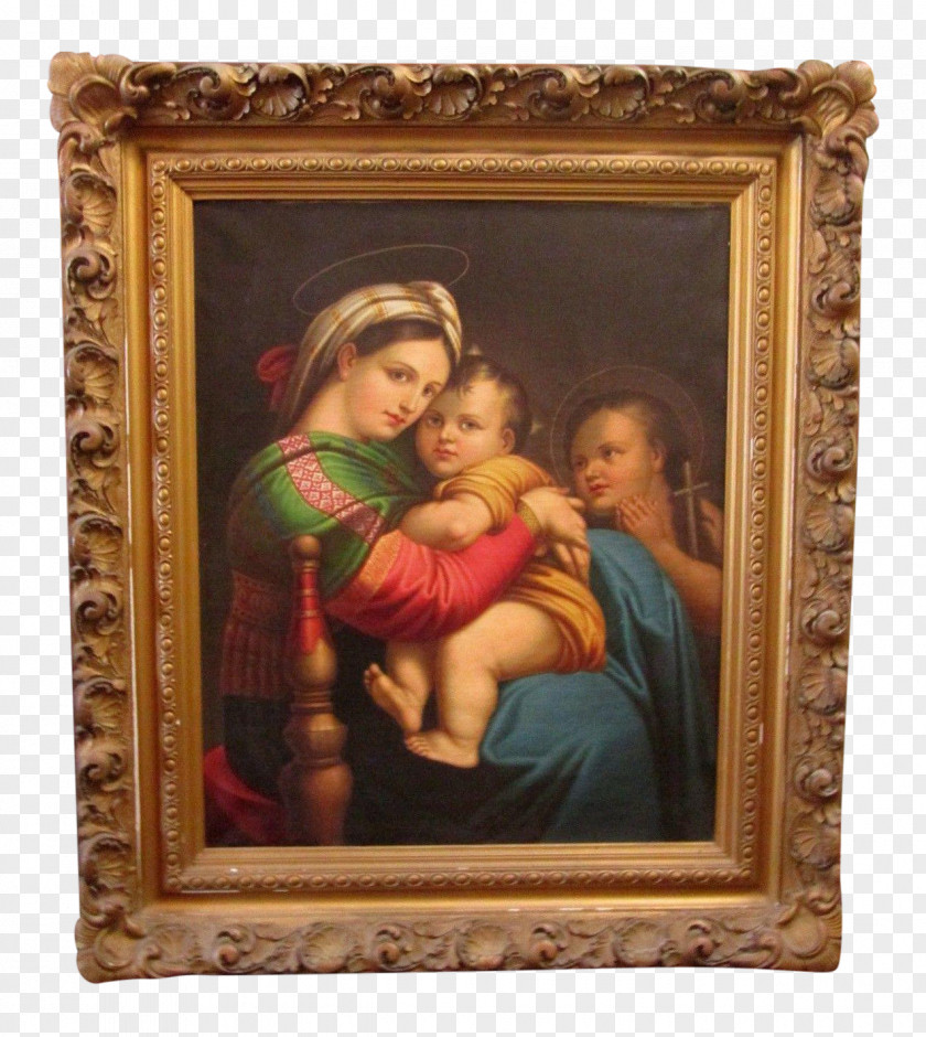 Painting Oil Madonna Della Seggiola Canvas PNG