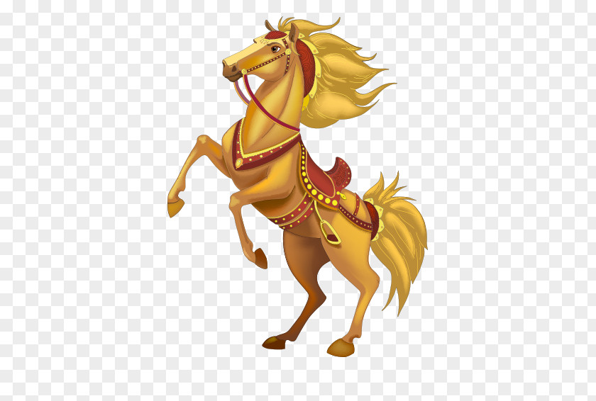 Hand-painted Golden Horse Vector Illustration PNG