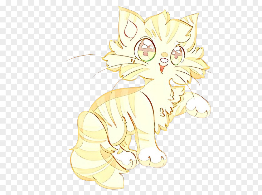 Cartoon Line Art Yellow Cat Tail PNG