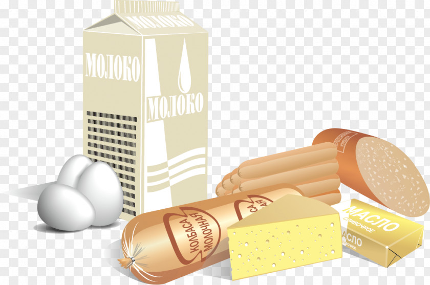 Vector Breakfast Composition Sausage Milk Cereal Egg PNG