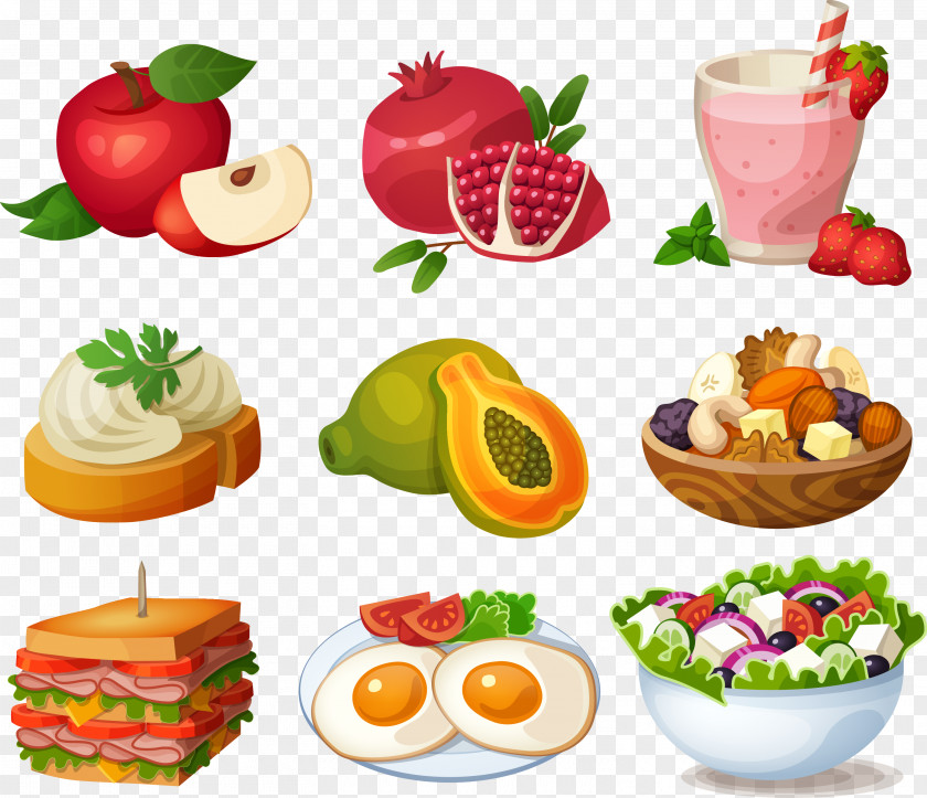 All Kinds Of Fruits And Western-style Breakfast Smoothie Sandwich Fried Egg PNG