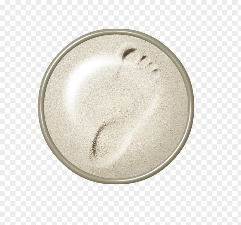 Brown Footprints Round Button Silver PNG