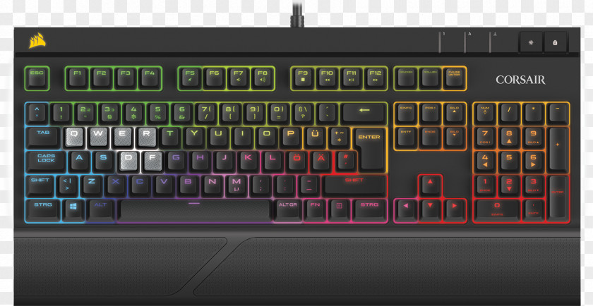 Corsair Gaming Headset Blue Computer Keyboard STRAFE RGB Cherry MX Silent (EU) Components Keypad PNG