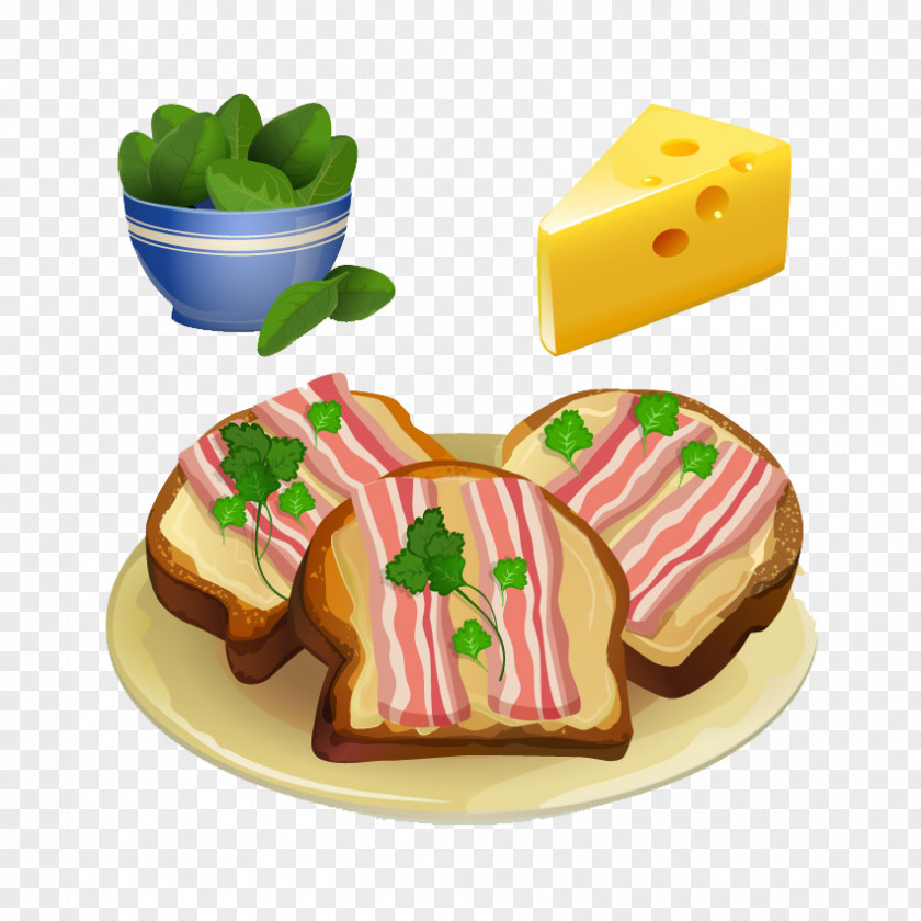 Bacon Cheese Toast Fries Cheesecake Ham PNG