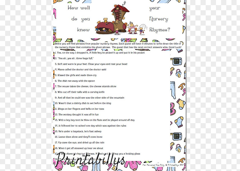 Nursery Rhymes Baby Shower Infant Bridal Party Mother PNG