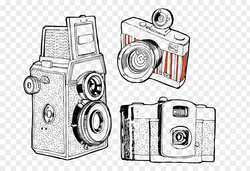 Hollow Line Digital Camera Drawing Photography PNG