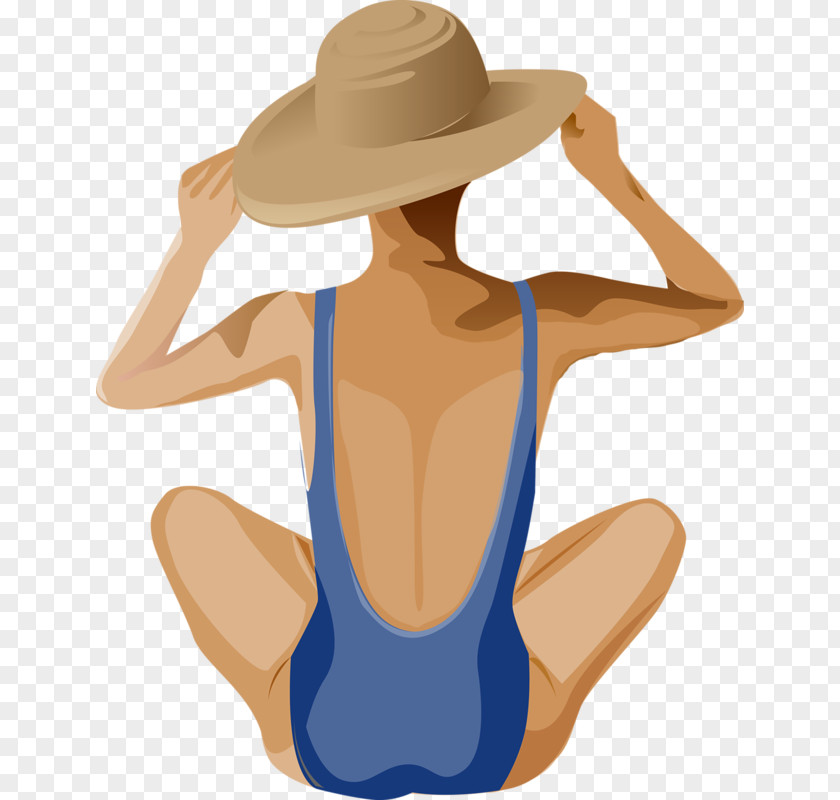 Beach PNG , Hat bikini girl back clipart PNG