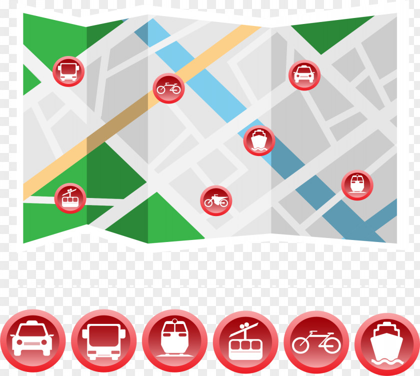 Folding Map Classification Tag Bus Train Illustration PNG