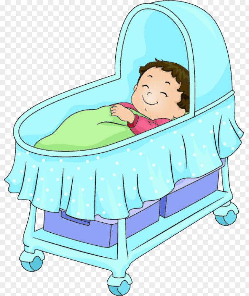 A Baby In Pram Infant Bed Cartoon Illustration PNG