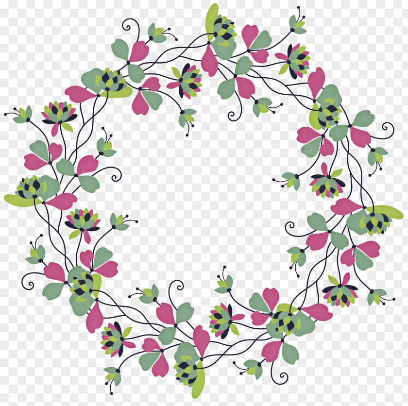 Floral Wreath Cut Flowers Garland PNG