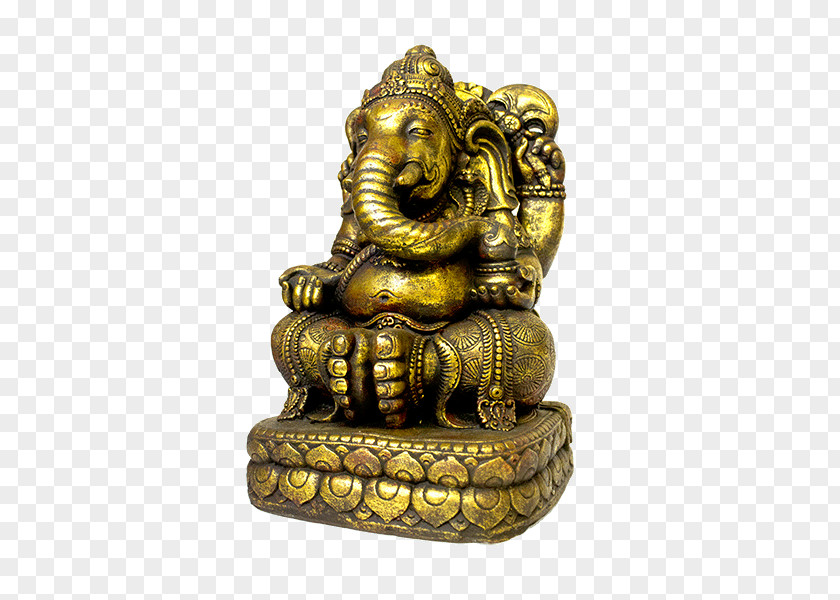 Ganesha Sculpture Bronze Statue Metal Gold PNG