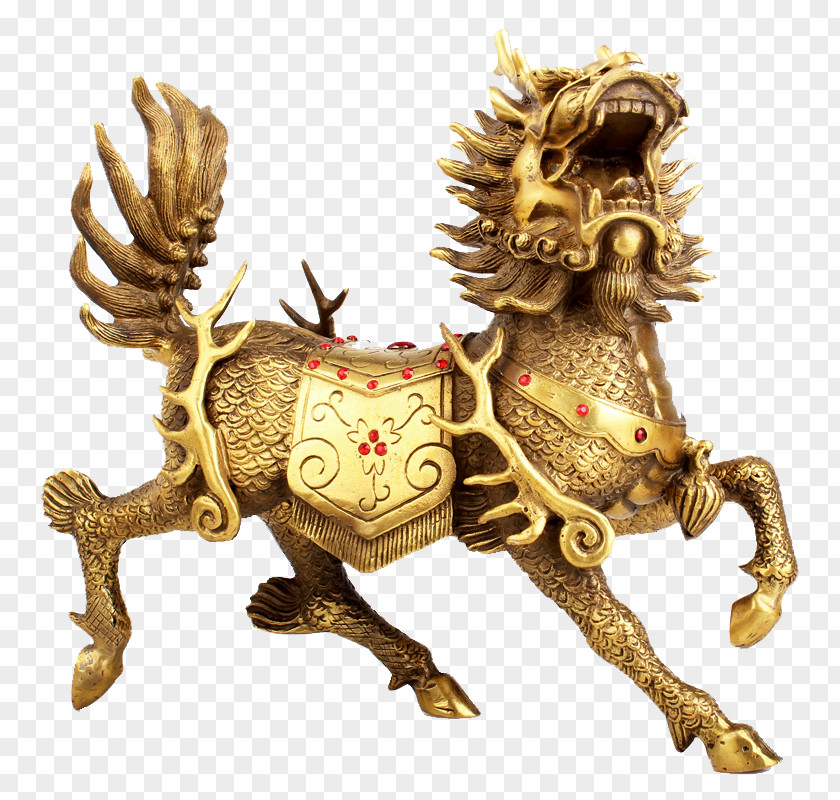Golden Unicorn Ornaments Qilin U7075u517d Chinese Dragon White Tiger Vermilion Bird PNG