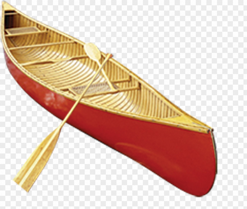Small Red Wooden Boat Holzboot Oar Paddle PNG