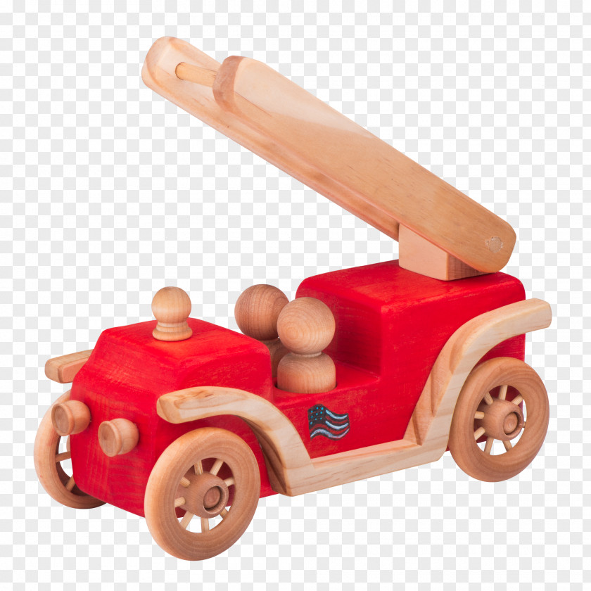 Fire Truck Model Car Engine Vehicle Wood Toy Making PNG