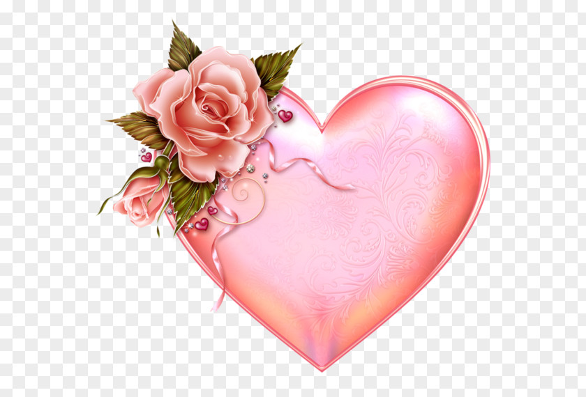 Pink Roses Decorated Heart-shaped Promotional Tag PNG