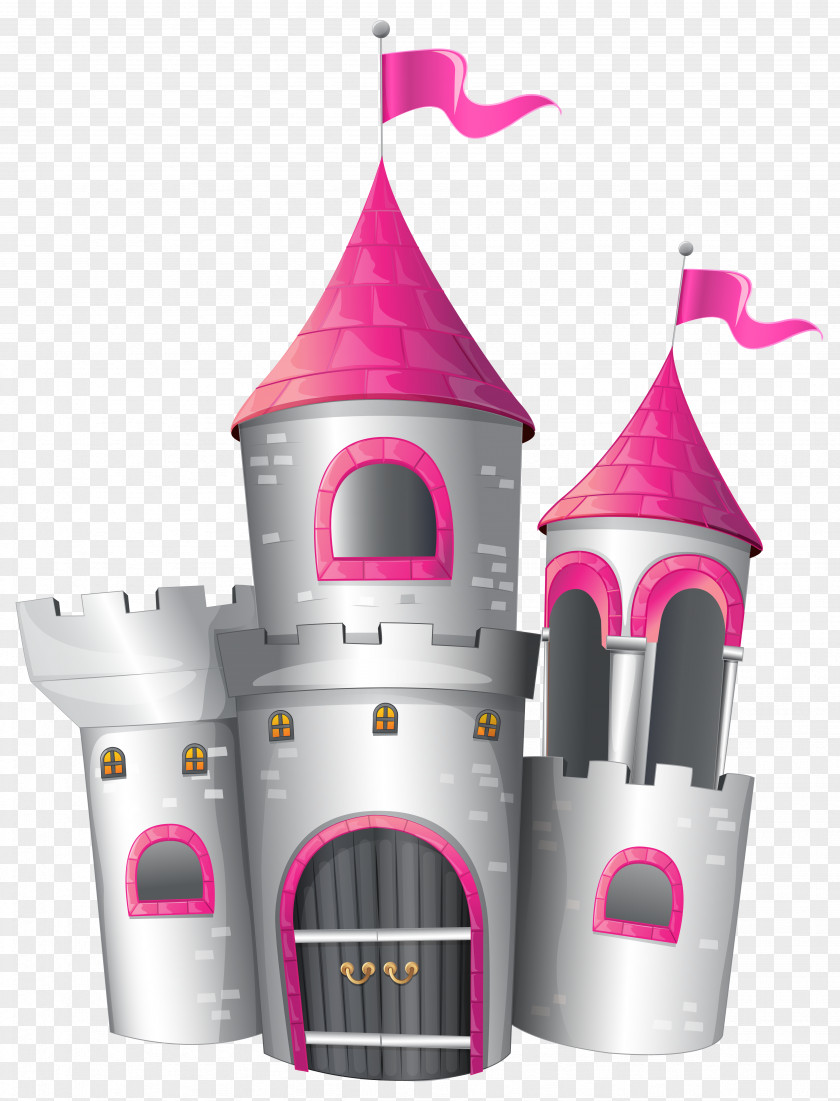 White And Pink Castle Clip Art Image PNG