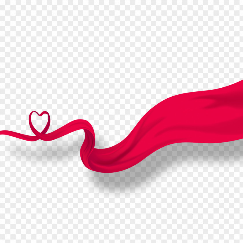 Red Peach Heart Ribbon Illustration PNG