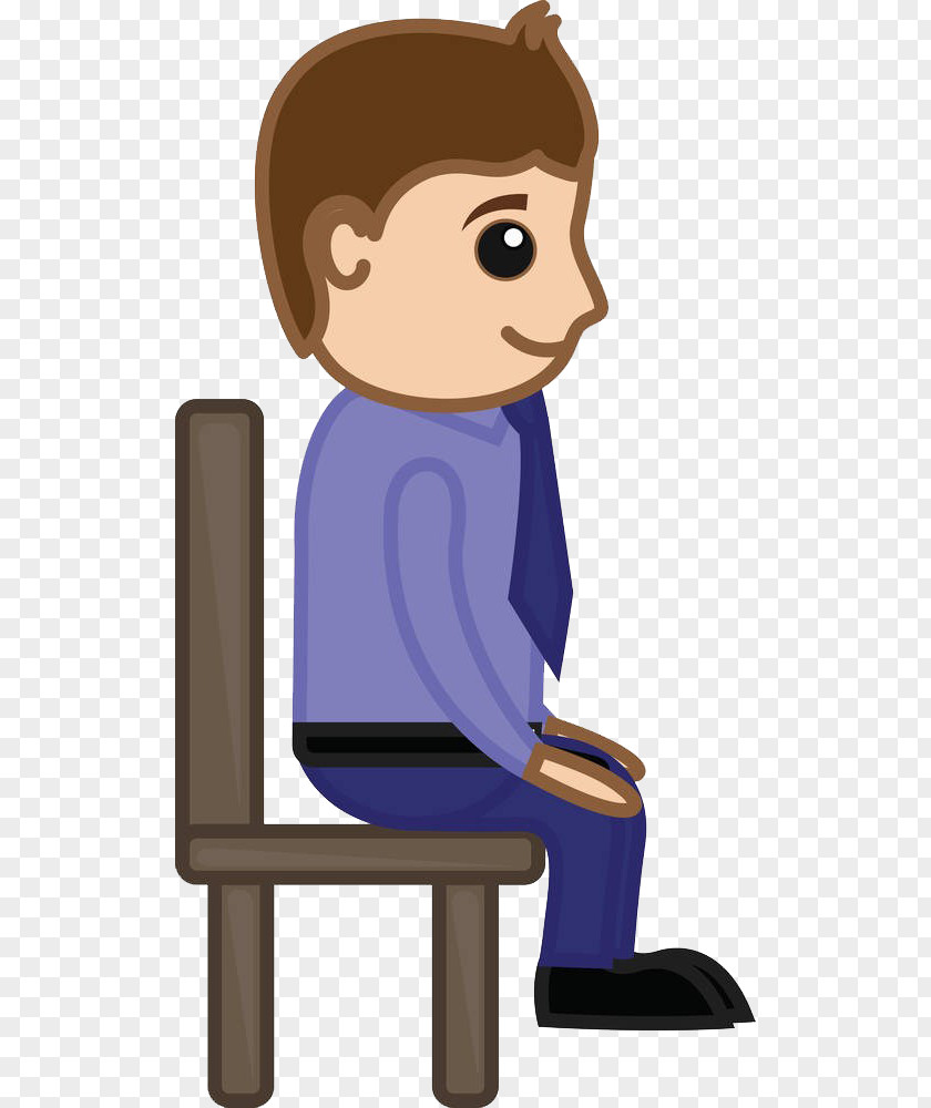 A Man Sitting On The Bench Chair Cartoon Clip Art PNG