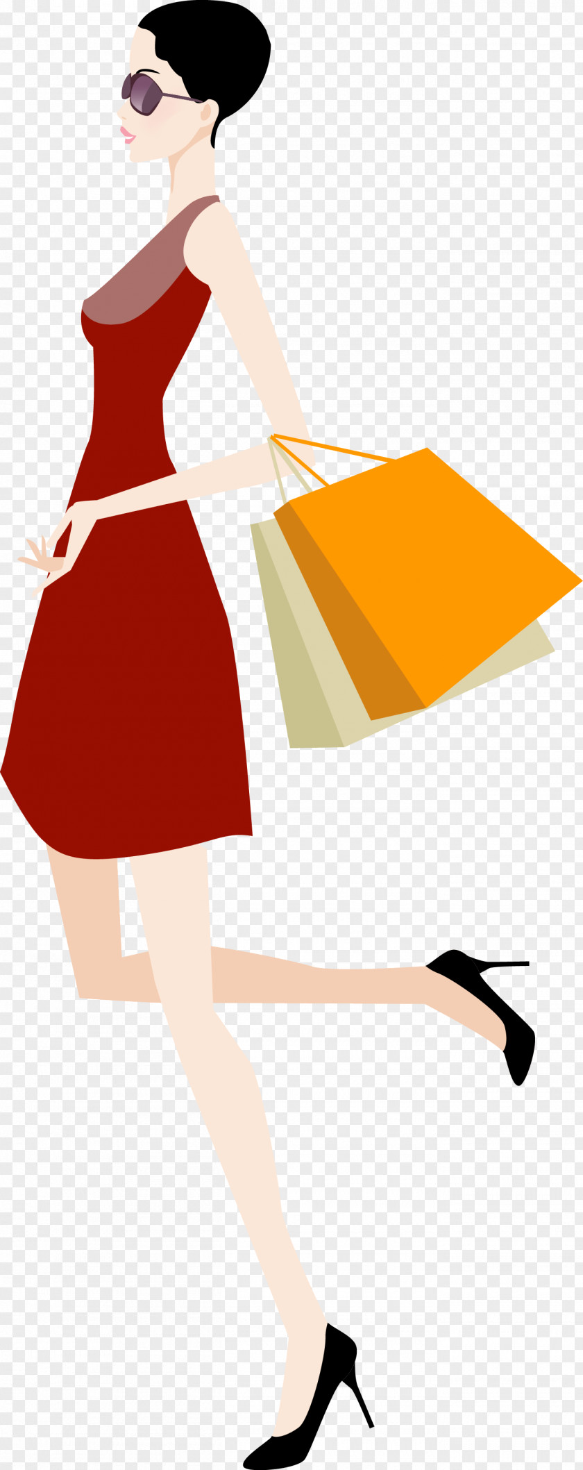 A Woman Carrying Bag Fashion Stock Illustration PNG