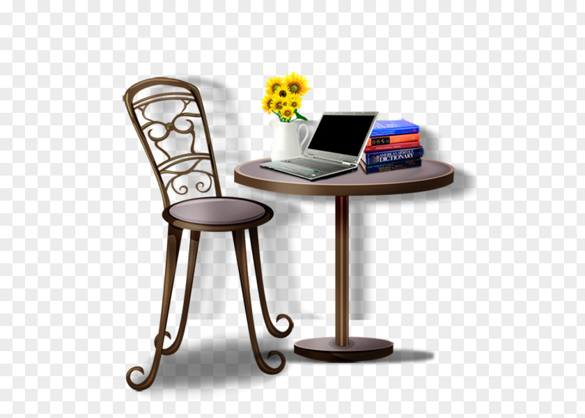 Computer Tables And Chairs Flower Books Table Chair Designer Interior Design Services PNG