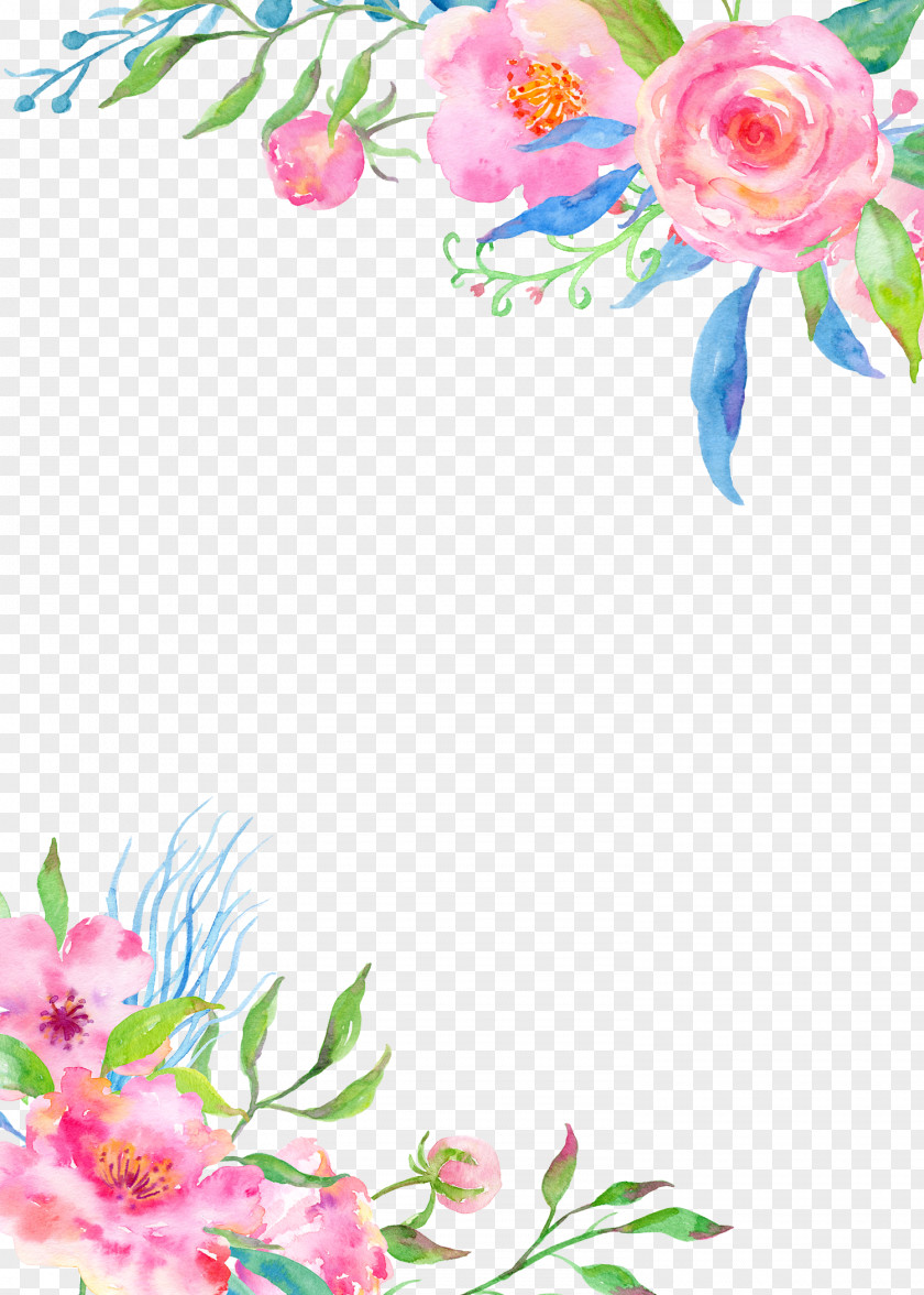 Hand Painted Flower Borders PNG painted flower borders clipart PNG