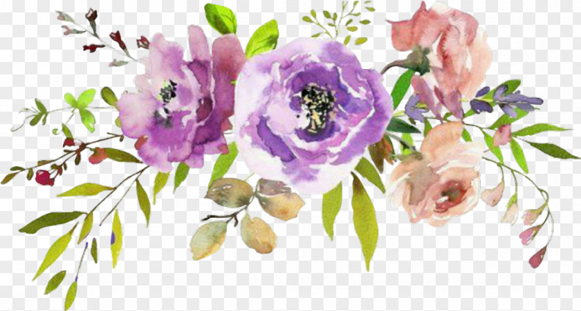Purple Flowers Transparent Watercolor Flower Painting Floral Design Bouquet PNG