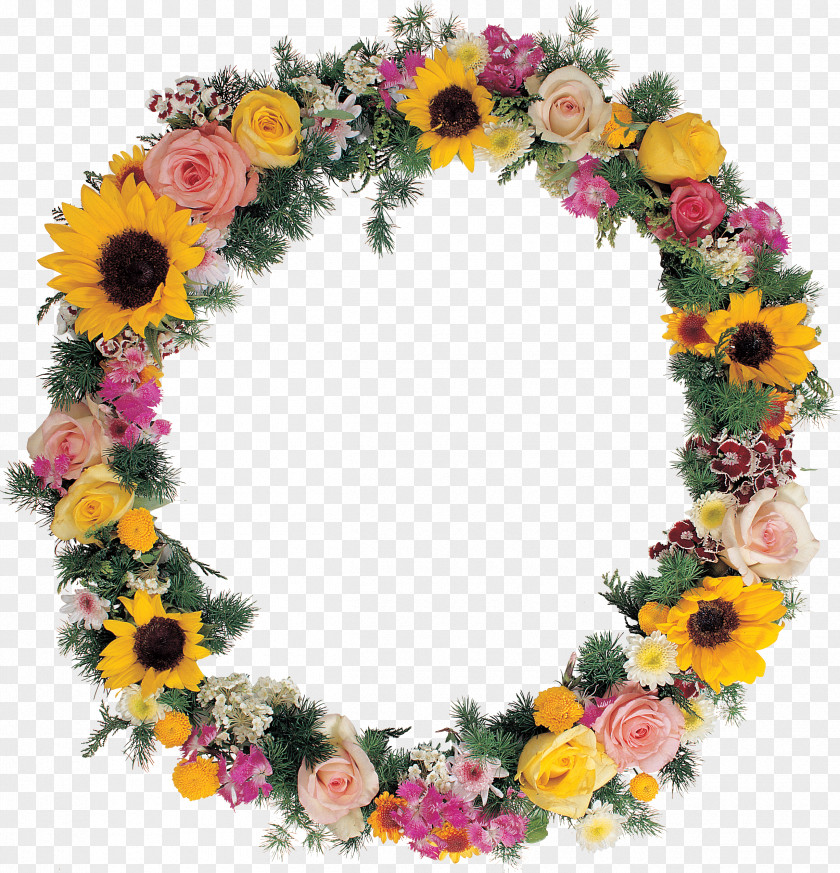 Floral Frame Cut Flowers Picture Frames Design Wreath PNG