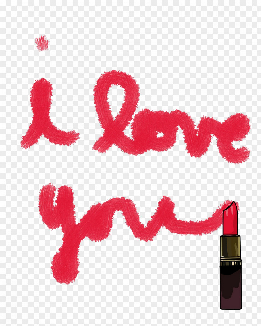 Red English Letters I Love You Lipstick Heart Romance Marriage PNG