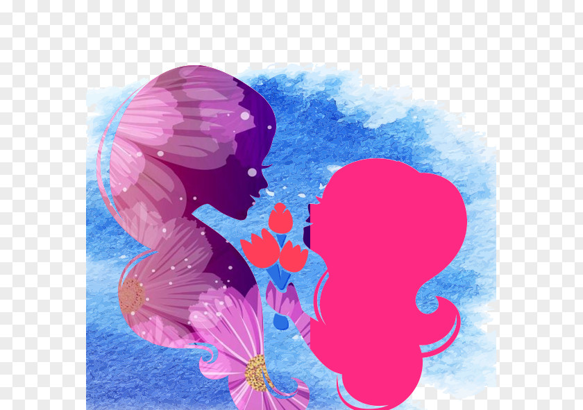 Mother's Day Purple Flower Silhouette PNG