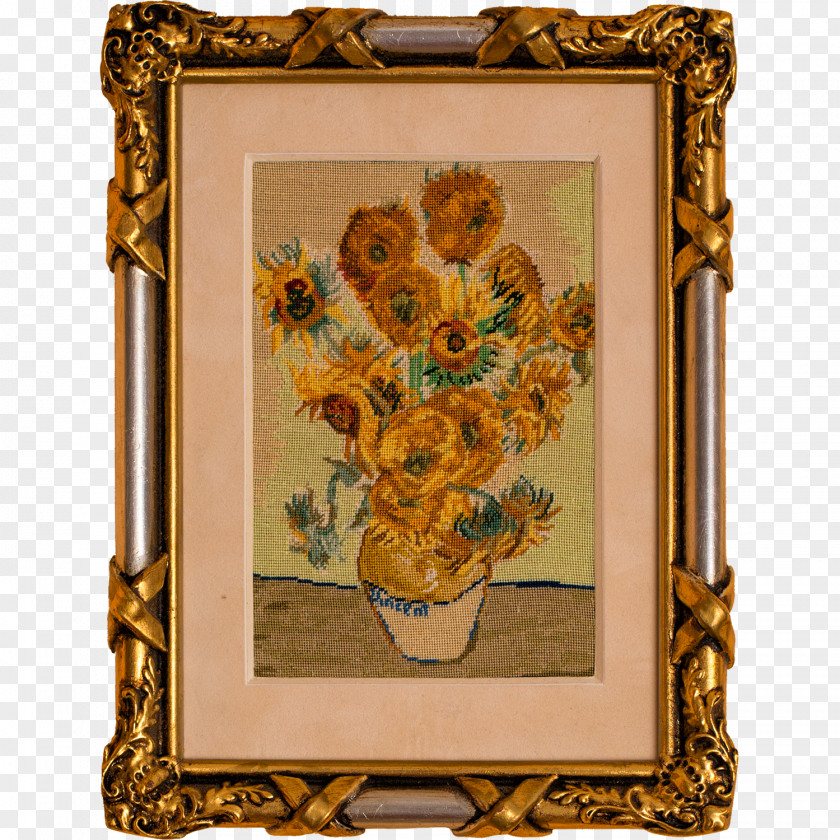 Sunflowers Needlepoint Embroidery Thread Stitch PNG