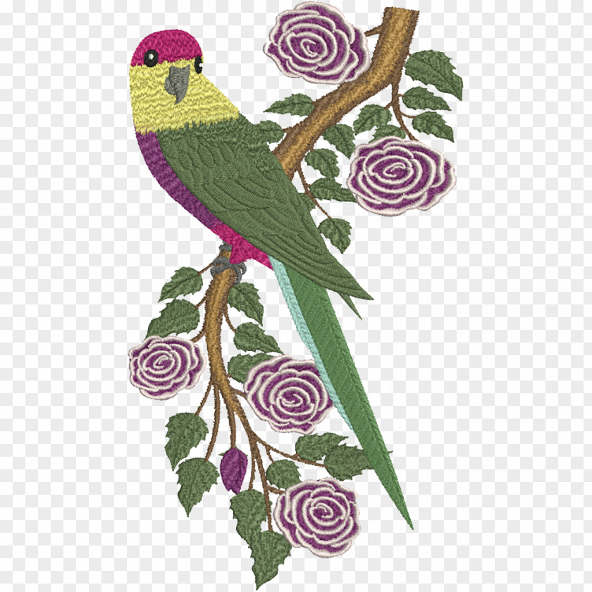 Parrot Floral Design Machine Embroidery Pattern PNG