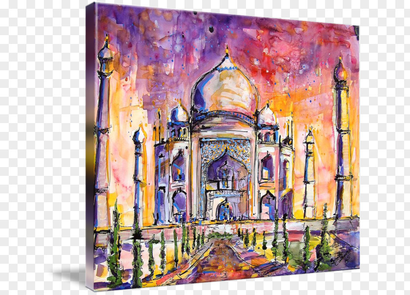 Taj Mahal Painting Canvas Print Art PNG