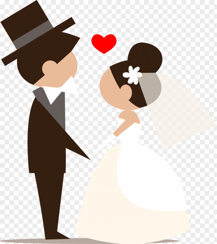Cartoon Bride And Groom Vector Material Wedding Invitation Reception Marriage PNG