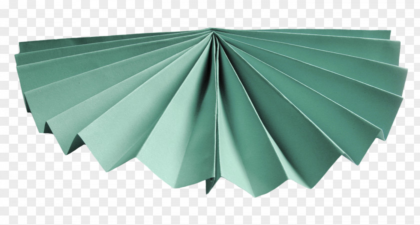 Green Origami Fan Paper Hand PNG