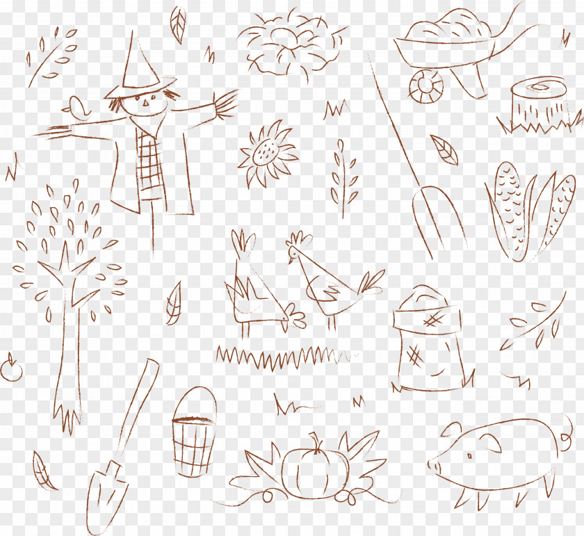 Cartoon Hand-painted Autumn Farm Download Icon PNG