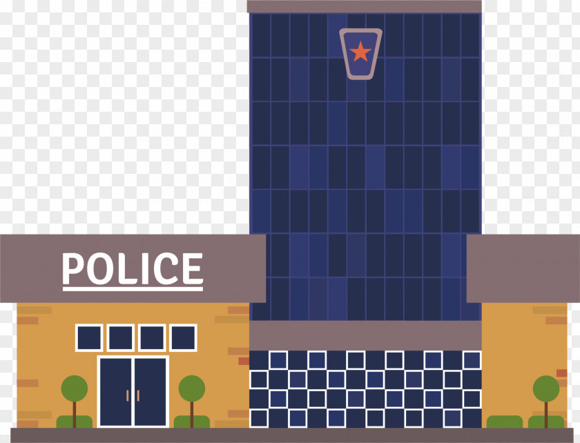 Colorful Cartoon Cabin Police Station Officer Handcuffs PNG