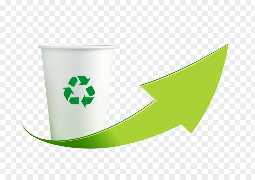 Green Recycle Paper Cups Creative Recycling Symbol Bin Waste PNG