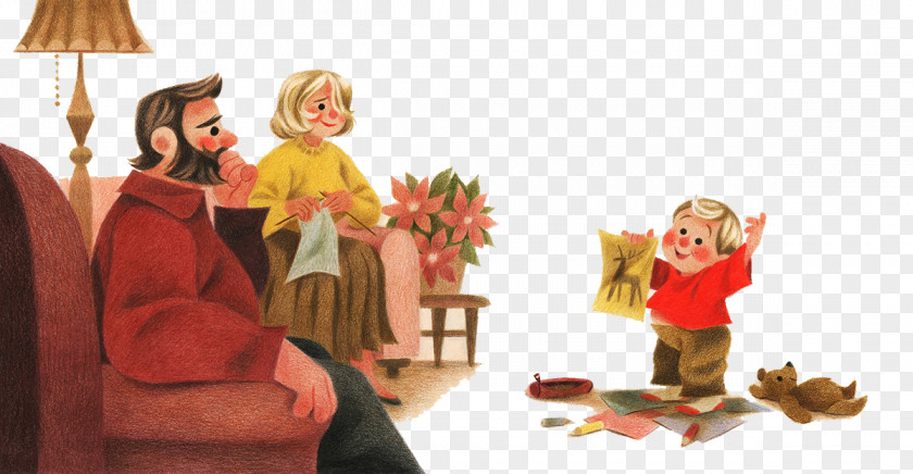 Hand-painted Children Show With Their Parents When Santa Was A Baby The Teachers Pet Parent Child Illustration PNG
