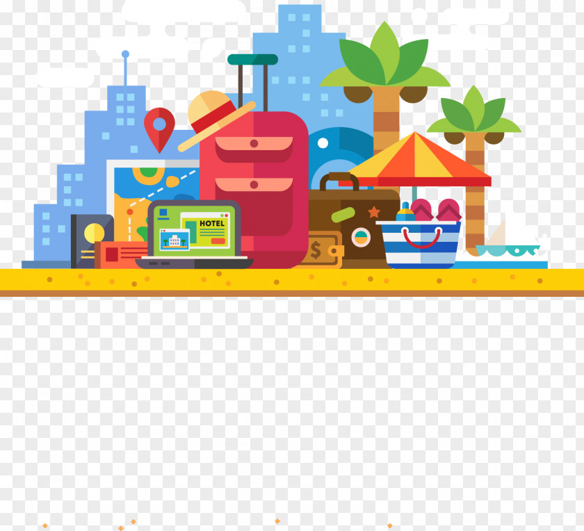 Flat Views Of The City Vector Tourism Design Beach PNG