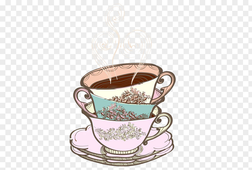 Tea House Teacup Drawing Cream Party PNG