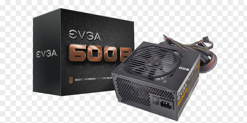 600 Watt 80 Plus Power ConvertersNvidia Pc Master Race Supply Unit Graphics Cards & Video Adapters EVGA 600B Bronze PNG