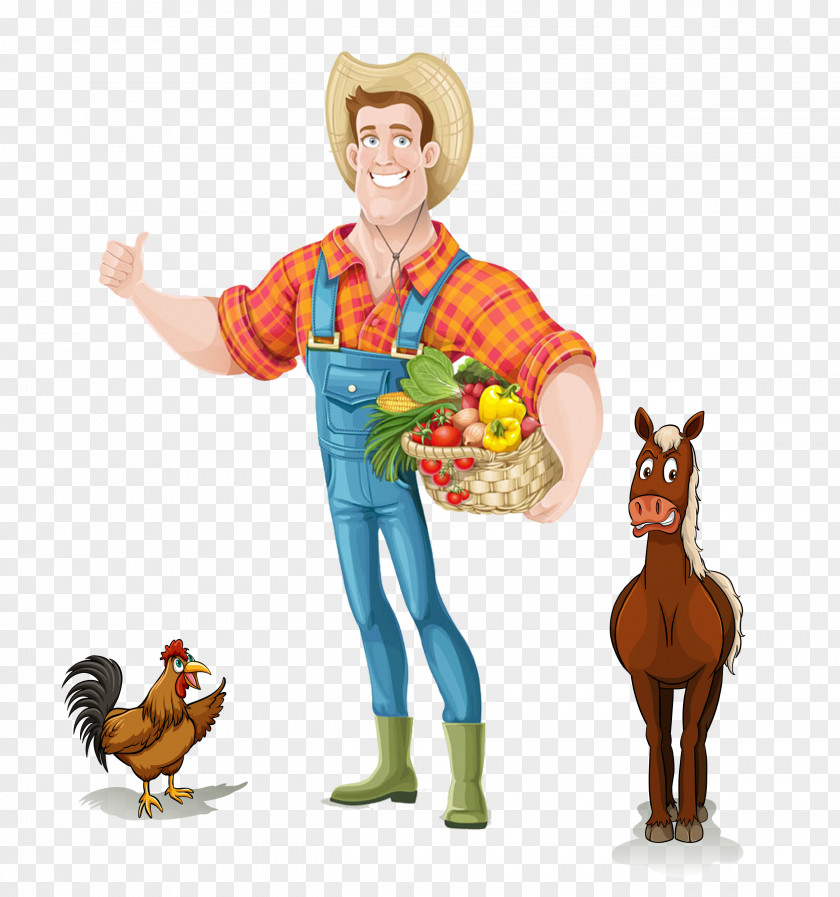 Cartoon Farmer Agriculture Icon PNG