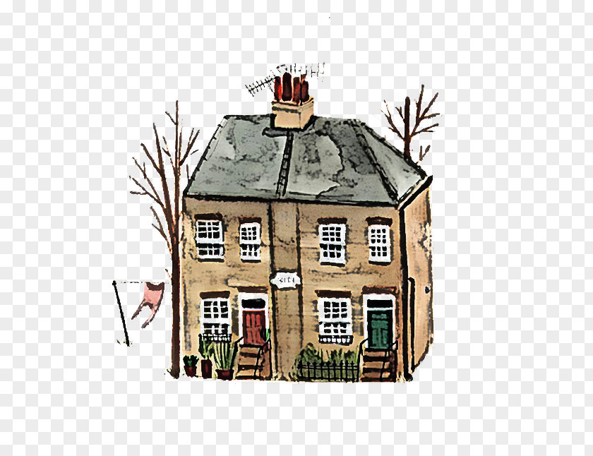Cartoon Cottage House Building Roof PNG