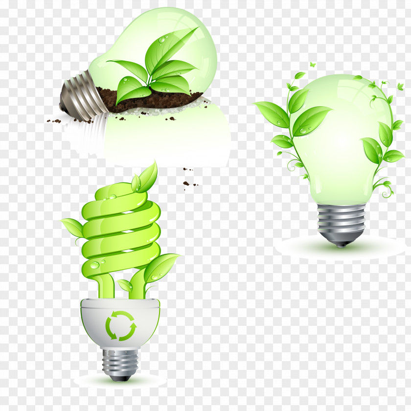 Leaves And Bulb Idea Vector Material Incandescent Light Energy Conservation Lighting PNG