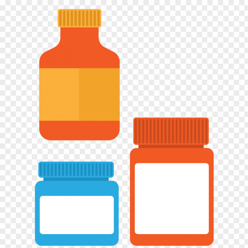 Vector Flattened Color Hospital Medicine Bottle Flat Design PNG