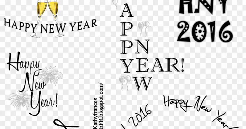 New Year Card Logo Paper Calligraphy Font Clip Art PNG