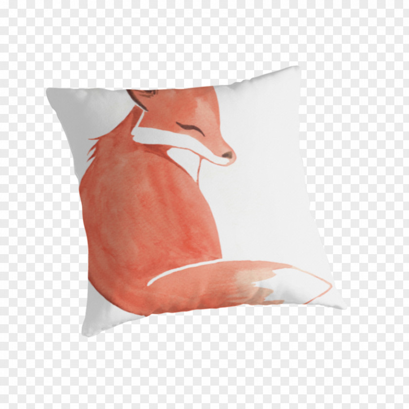 Fox Watercolor Throw Pillows Cushion Peach PNG