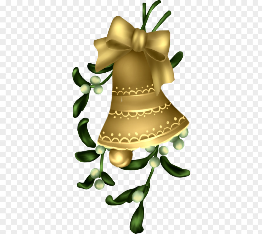 Golden Christmas Bell Green Clip Art PNG