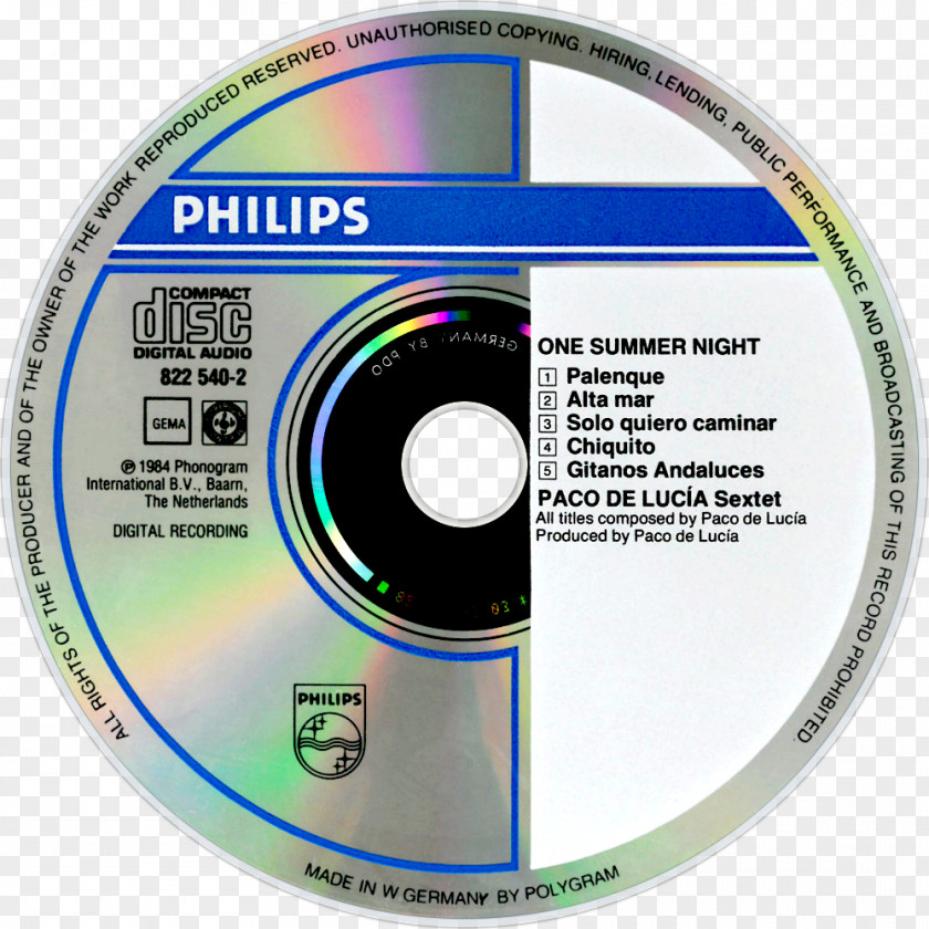 Summer Night Compact Disc Live... One Paco De Lucía Sextet Solo Quiero Caminar Sound Recording And Reproduction PNG